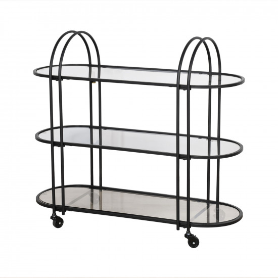عربة تقديم 3 أدوار من الزجاج والمعدن عربة تقديم 3 أدوار من الزجاج والمعدن