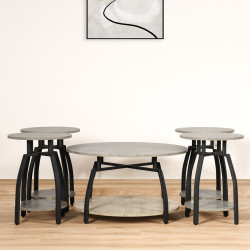 طقم طاولات خدمة 5 قطع من الخشب والمعدن طقم طاولات خدمة 5 قطع من الخشب والمعدن