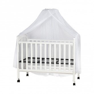 سرير أطفال بناموسية من الخشب والمعدن