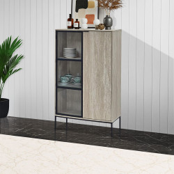 دولاب بوفية من الخشب والزجاج 140 سم