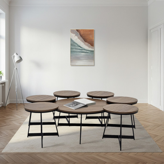 طقم طاولات خدمة 7 قطع من الخشب والمعدن طقم طاولات خدمة 7 قطع من الخشب والمعدن