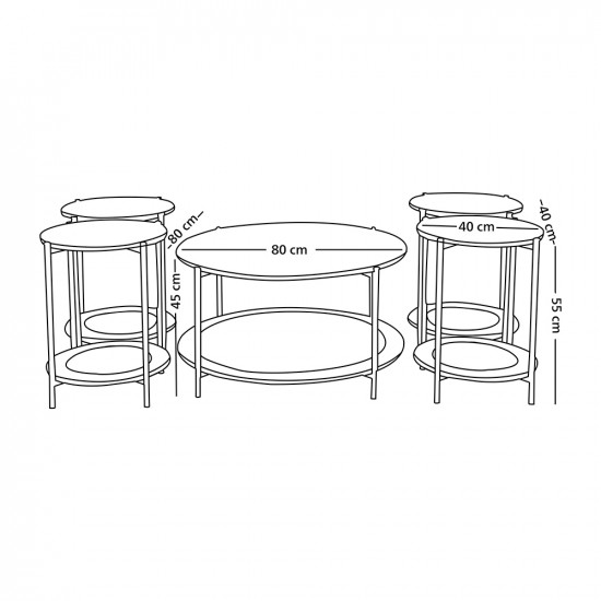 طقم طاولات خدمة 5 قطع من الخشب و الراتان طقم طاولات خدمة 5 قطع من الخشب و الراتان