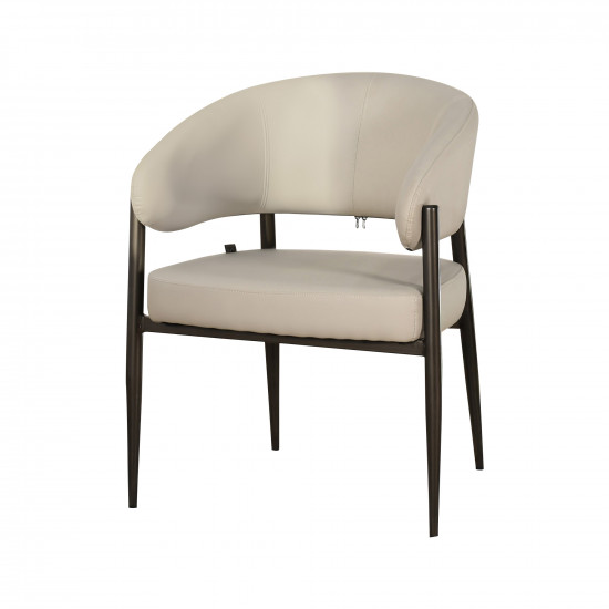 كرسي جلد مودرن بأرجل معدنية - بيج