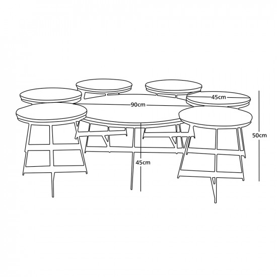 طقم طاولات خدمة 7 قطع من الخشب والمعدن طقم طاولات خدمة 7 قطع من الخشب والمعدن