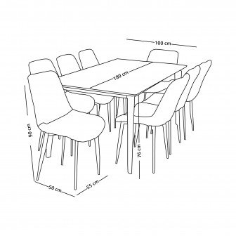 طاولة طعام خشب مع ارجل معدنية 8 كرسي طاولة طعام خشب مع ارجل معدنية 8 كرسي