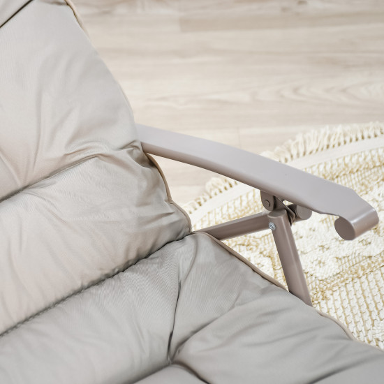 طقم جلسة خارجية قابلة للطي كرسيين مع طاولة بسطح زجاجي فاخر -  كاكي