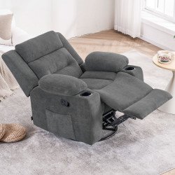 كرسي استرخاء هزاز دوار قماش بهيكل معدني رمادي