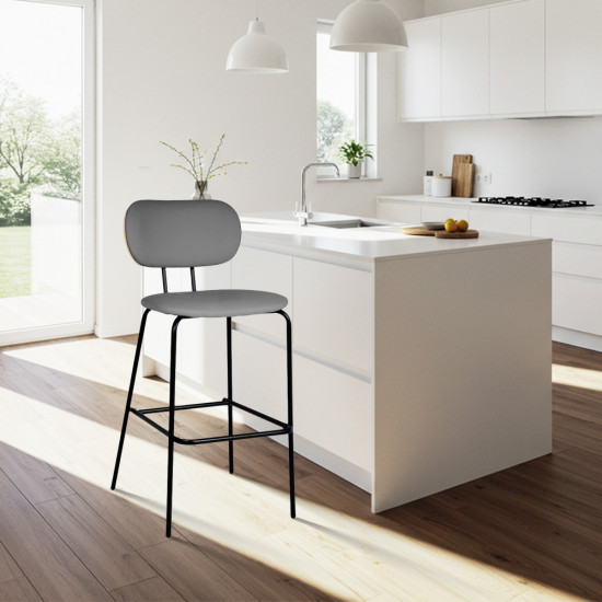 كرسي بار جلد رمادي غامق 105 سم كرسي بار جلد رمادي غامق 105 سم