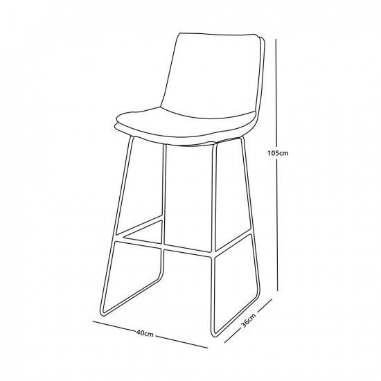 كرسي بار جلد ومعدن أسود 105 سم