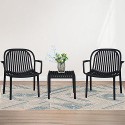 طقم كرسين وطاولة بلاستيك أسود