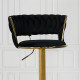 كرسي بار قماش مخمل أسود بإطار ذهبي