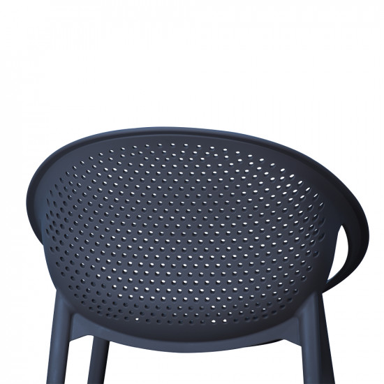 كرسي بلاستيك عصري بظهر مثقّب أزرق داكن كرسي بلاستيك عصري بظهر مثقّب أزرق داكن