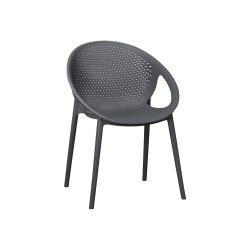 كرسي بلاستيك عصري بظهر مثقّب رمادي