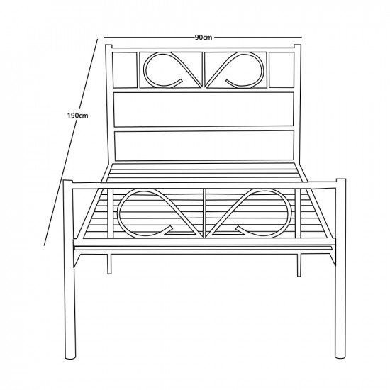 سرير معدن أبيض 90x190 سم