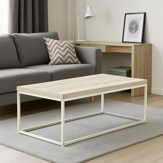 طاولة خدمة مفردة من الخشب والمعدن بيج