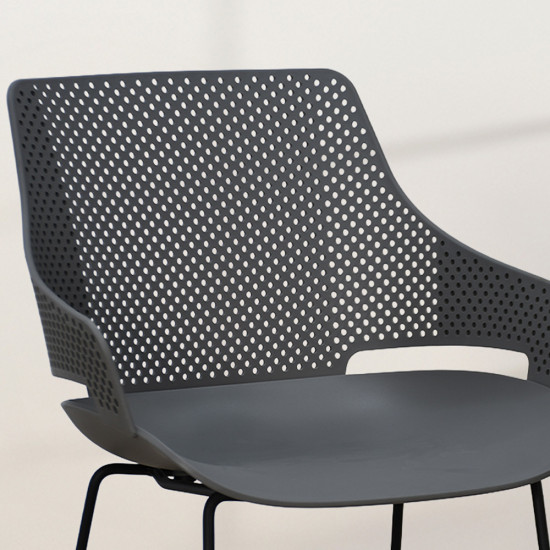 كرسي مفرد بلاستيك بظهر مثقّب رمادي غامق كرسي مفرد بلاستيك بظهر مثقّب رمادي غامق