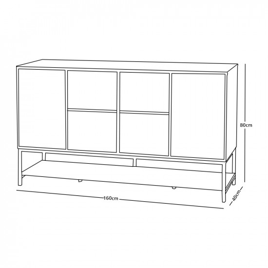 دولاب بوفيه من الخشب والاكريليك 160 سم