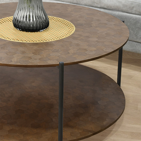 طاولة خدمة مفرد دائرية 2 دور بني غامق