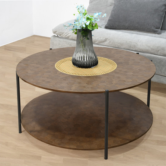 طاولة خدمة مفرد دائرية 2 دور بني غامق