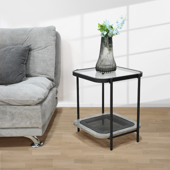 طاولة خدمة مفرد 2 دور سطح زجاجي