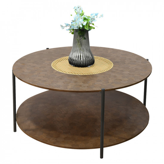 طاولة خدمة مفرد دائرية 2 دور بني غامق