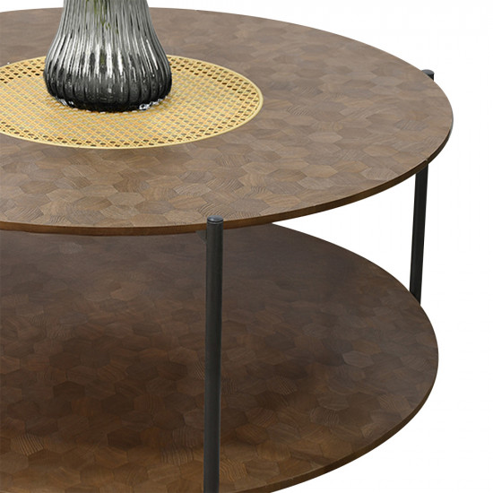 طاولة خدمة مفرد دائرية 2 دور بني غامق