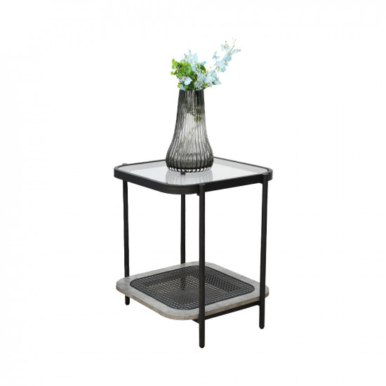 طاولة خدمة مفرد 2 دور سطح زجاجي