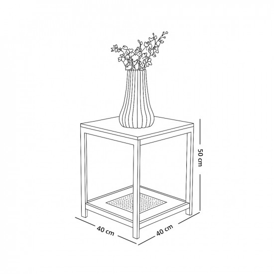 طاولة خدمة مفرد 2 دور من الخشب والراتان