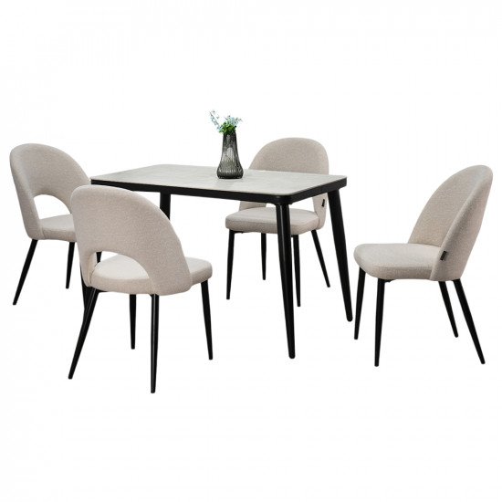 طاولة طعام سطح سيراميك 4 كراسي مع أرجل معدنية طاولة طعام سطح سيراميك 4 كراسي مع أرجل معدنية