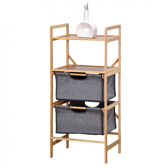 وحدة رفوف خشب مع أدراج قماشية وحدة رفوف خشب مع أدراج قماشية