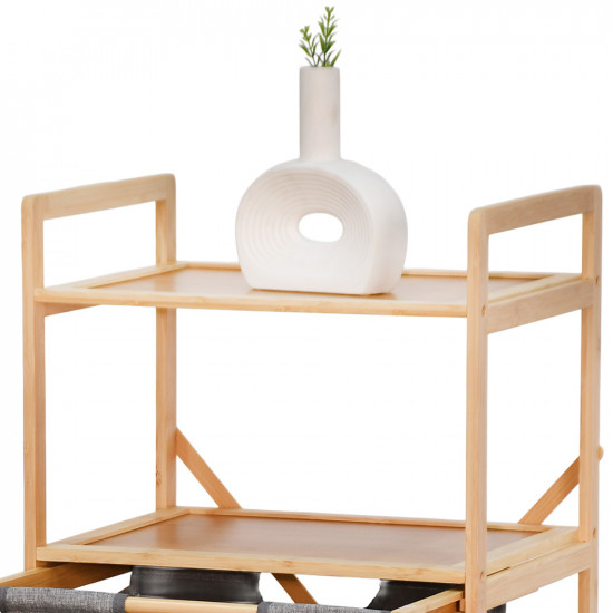 وحدة رفوف خشب مع أدراج قماشية وحدة رفوف خشب مع أدراج قماشية