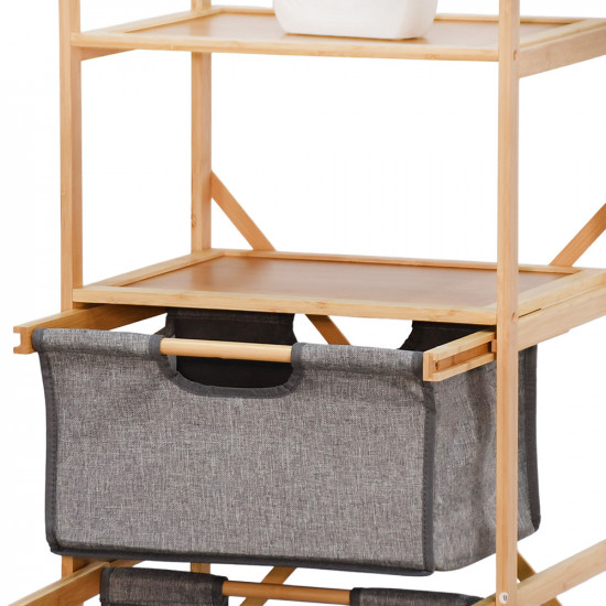 وحدة رفوف خشب مع أدراج قماشية وحدة رفوف خشب مع أدراج قماشية