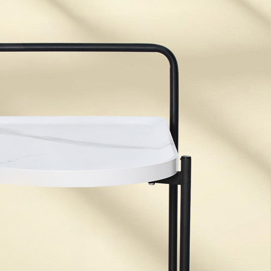 عربة تقديم من الخشب والمعدن أبيض عربة تقديم من الخشب والمعدن أبيض