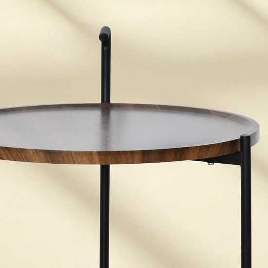 عربة تقديم دائرية من الخشب والمعدن بني عربة تقديم دائرية من الخشب والمعدن بني