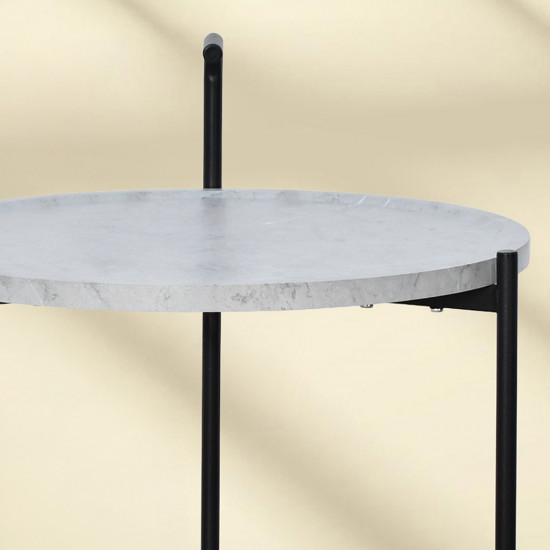 عربة تقديم دائرية من الخشب والمعدن رمادي عربة تقديم دائرية من الخشب والمعدن رمادي