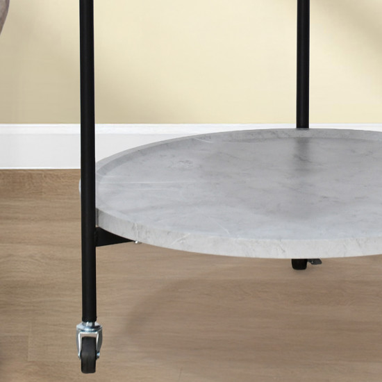 عربة تقديم دائرية من الخشب والمعدن رمادي عربة تقديم دائرية من الخشب والمعدن رمادي