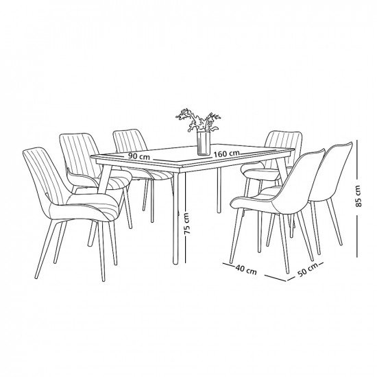 طاولة طعام مودرن خشب 6 كراسي