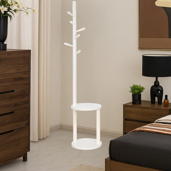 علاقة ملابس خشب مع أرفف تخزين 180 سم علاقة ملابس خشب مع أرفف تخزين 180 سم