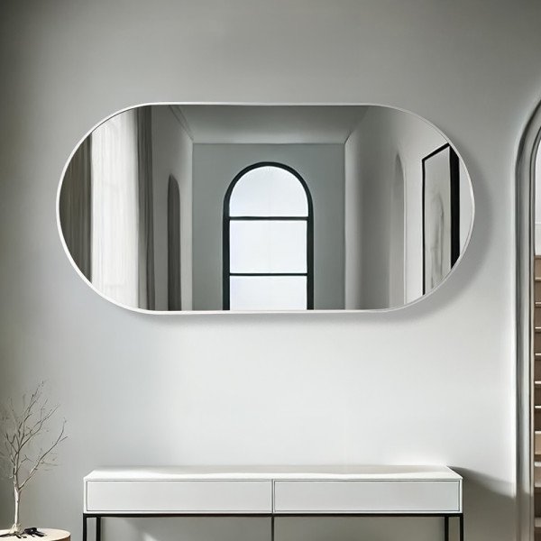 مرآة ديكور حائط بإطار فضي 60×120سم