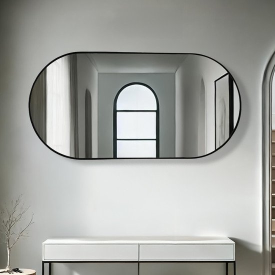 مرآة ديكور حائط بإطار أسود 60×120سم