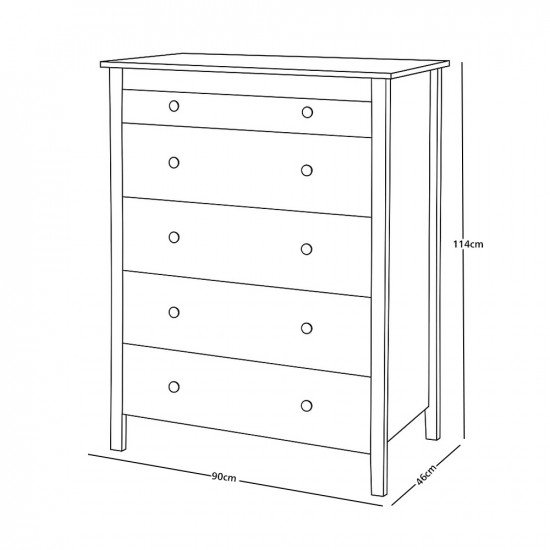 خزانة 5 أدراج 114x90 سم‏