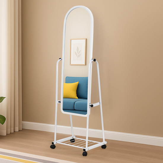 مرآة استاند متحرك أبيض 160×35 سم مرآة استاند متحرك أبيض 160×35 سم