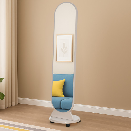 مرآة استاند عصرية مع قاعدة خشب متحركة