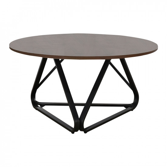 طاولة خدمة مفردة خشب مع قاعدة معدنية بني غامق