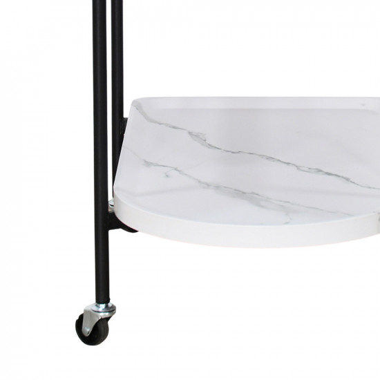 عربة تقديم من الخشب والمعدن أبيض عربة تقديم من الخشب والمعدن أبيض