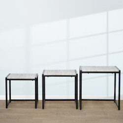 طقم طاولات خدمة من الخشب والمعدن 3 قطع