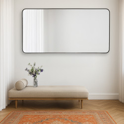 مرآة ديكور حائط بإطار أسود 70×140 سم