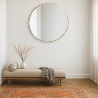 مرآة ديكور حائط دائرية بإطار ذهبي 80×80سم