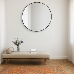 مرآة ديكور حائط دائرية بإطار أسود 100×100سم