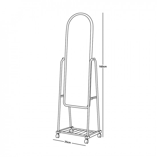 مرآة استاند متحرك أبيض 160×35 سم مرآة استاند متحرك أبيض 160×35 سم